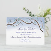 冬の雪の木の枝 Save the Date カード (スタンド正面)