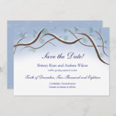 冬の雪の木の枝 Save the Date カード (正面/裏面)