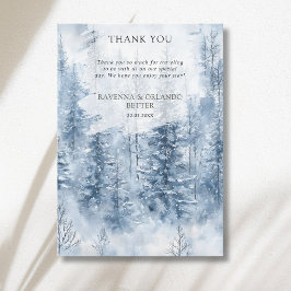 冬の雪の木の森の結婚式の御礼カード 案内状