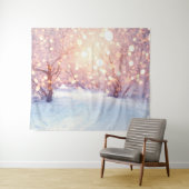 冬の雪の木の背景 クリスマスの不思議の国 タペストリー (インサイチュ(横))