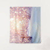 冬の雪の木の背景 クリスマスの不思議の国 タペストリー (正面)