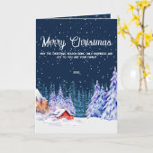 冬の雪の木の風景クリスマスホリデー カード (黄色い花)