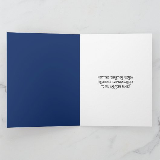 冬の雪の木はDIY家族の休日の願いをバウブル カード (内部)