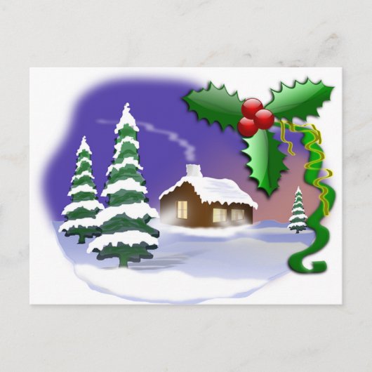 冬の雪の木ホームクリスマスピースの運命 シーズンポストカード (正面)
