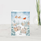 冬の雪の村のクリスマス シーズンカード (裏面)
