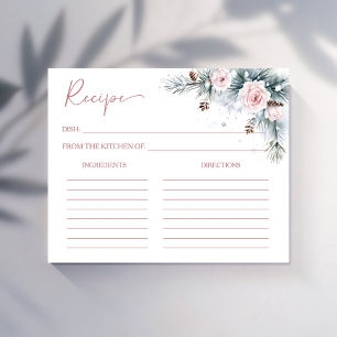 冬の雪の松のブライダルシャワーレシピカード