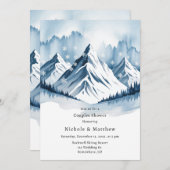 冬の雪の松のリースカップルのシャワー 招待状 (正面/裏面)