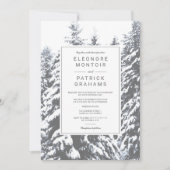 冬の雪の松の木の森の写真シック結婚ズ 招待状 (正面)