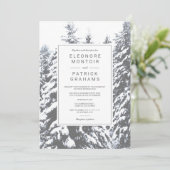 冬の雪の松の木の森の写真シック結婚ズ 招待状 (スタンド正面)