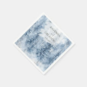 冬の雪の松の木の森の山の結婚式 スタンダードカクテルナプキン (角)