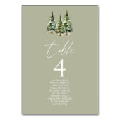 冬の雪の松の木の森結婚の テーブルナンバー (裏面)