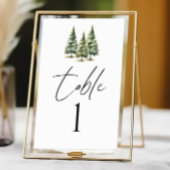 冬の雪の松の木の森結婚の テーブルナンバー