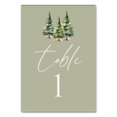 冬の雪の松の木の森結婚の テーブルナンバー (裏面)