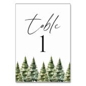 冬の雪の松の木の森結婚の テーブルナンバー (裏面)