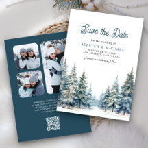 冬の雪の松の木の森QRコード結婚式フォト