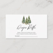 冬の雪の松の木の赤ちゃんシャワーおむつラッフル エンクロージャーカード (正面)