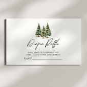 冬の雪の松の木の赤ちゃんシャワーおむつラッフル エンクロージャーカード