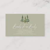 冬の雪の松の木の赤ちゃんシャワー本ベビー エンクロージャーカード (正面)