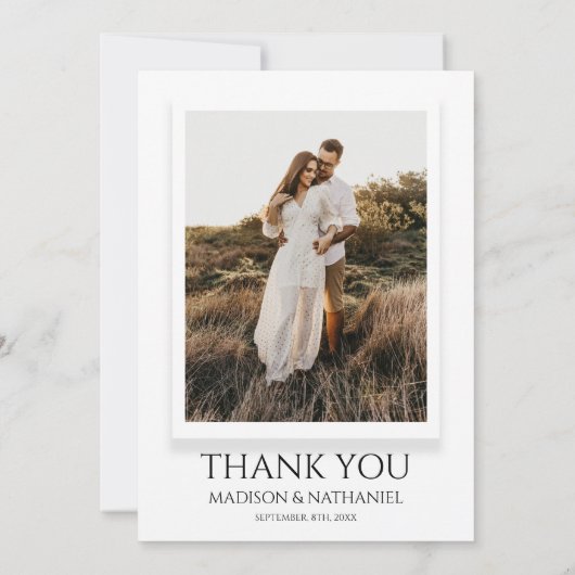 冬の雪の松の木カスタムの写真結婚の サンキューカード (裏面)