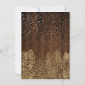 冬の雪の松の木結婚の森 招待状 (裏面)