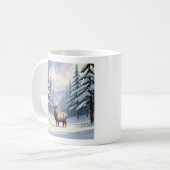 冬の雪の松の陶磁器マグカップ(11オンス) コーヒーマグカップ (正面左)