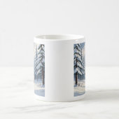 冬の雪の松の陶磁器マグカップ(11オンス) コーヒーマグカップ (中央)