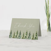 冬の雪の松結婚の木 サンキューカード (正面)