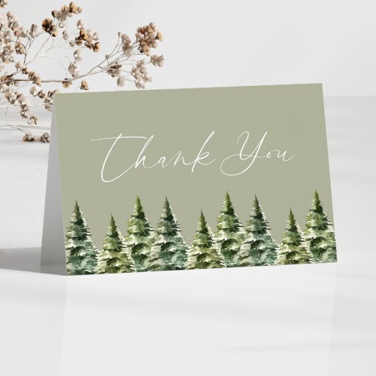 冬の雪の松結婚の木 サンキューカード