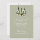冬の雪の松結婚の木 サンキューカード (正面)