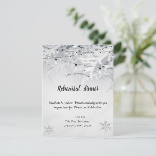 冬の雪の枝 ウェディングリハーサルディナー 招待状 (スタンド正面)