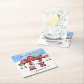 冬の雪の格言メリークリスマスレッドトラック スクエアペーパーコースター (インサイチュ)