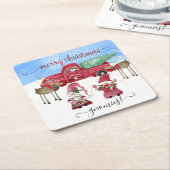 冬の雪の格言メリークリスマスレッドトラック スクエアペーパーコースター (アングル)