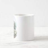 冬の雪の森の中の立派な鹿の男性 コーヒーマグカップ (中央)