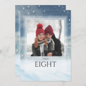 冬の雪の森の写真テーブル番号 招待状 (正面/裏面)