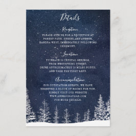 冬の雪の森の星空の夜結婚海軍 エンクロージャーカード