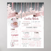 冬の雪の森の最初の誕生日統計の写真 ポスター (正面)