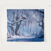 冬の雪の森の木の壁のタペストリー背景 タペストリー (正面(横))