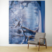 冬の雪の森の木の壁のタペストリー背景 タペストリー (インサイチュ)