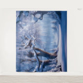 冬の雪の森の木の壁タペストリーの背景 タペストリー (正面)