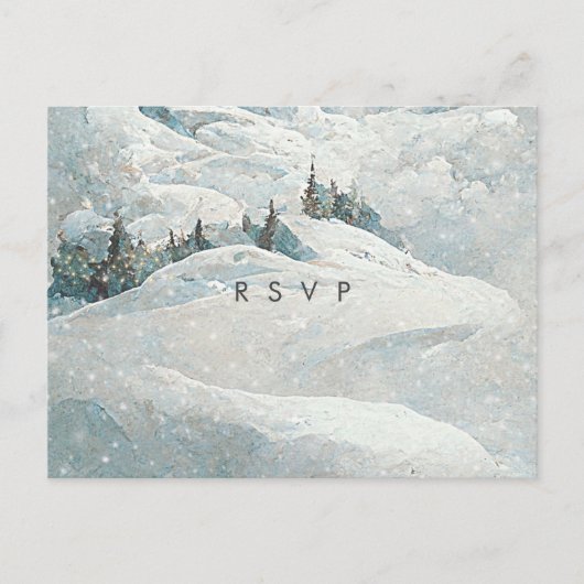 冬の雪の森の木の結婚式のポストカード ポストカード (正面)