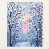 冬の雪の森の水彩画の木々 プランナー手帳 (裏面)