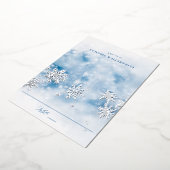 冬の雪の森の箔押しウェディングテーブルプレイスカード 箔招待状 (回転した状態)