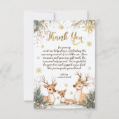 冬の雪の森の赤ちゃんシャワー サンキューカード (正面)