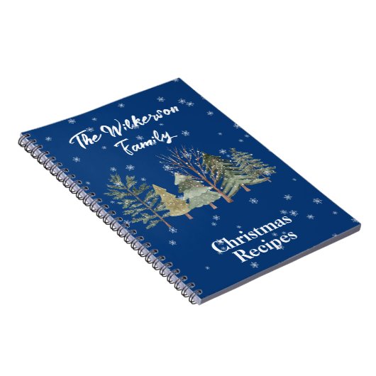 冬の雪の森の青の水色の木 ノートブック (右側)