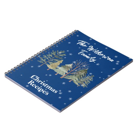 冬の雪の森の青の水色の木 ノートブック (左側)