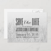 冬の雪の森エレガントな結婚式の日付を保存 案内ポストカード (正面/裏面)