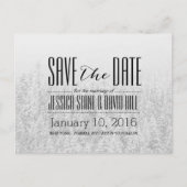 冬の雪の森エレガントな結婚式の日付を保存 案内ポストカード (正面)