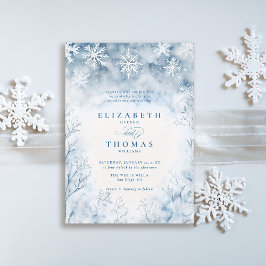 冬の雪の森エレガント素朴な結婚式 招待状