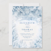 冬の雪の森エレガント素朴な結婚式 招待状 (正面)
