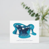 冬の雪の森クリスマスホリデーグリーティング ポストカード (スタンド正面)